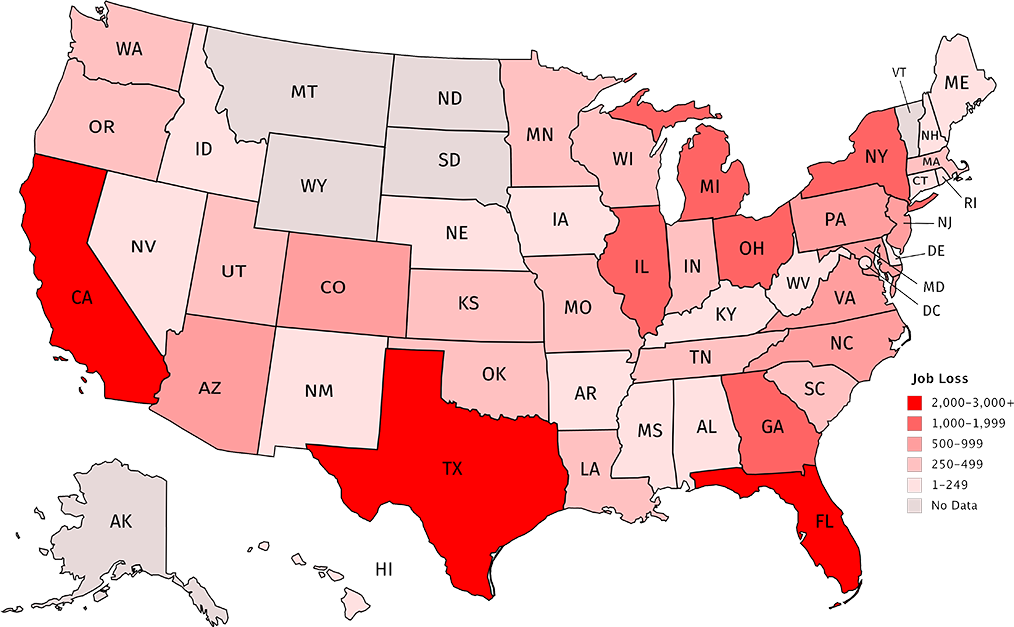 T-Mobile/Sprint Merger Retail Job Loss Map