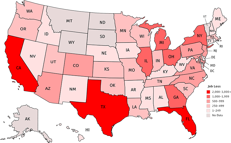 T-Mobile/Sprint Retail Job Loss Map